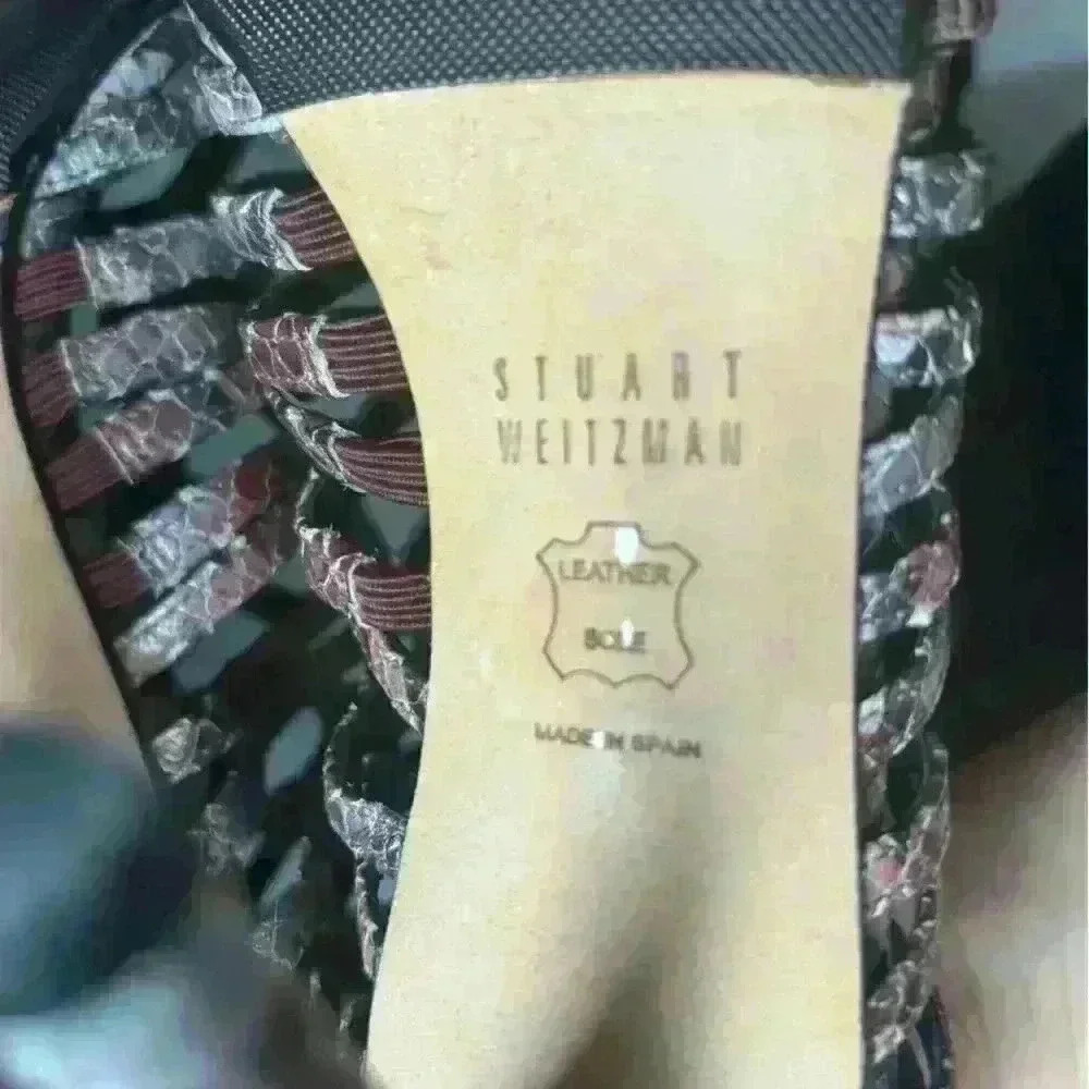 Stuart Weitzman Loops Strappy Python-Embossed Lea… - image 7